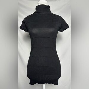 SWEATER PROJECT Y2K Whimsigoth Black Longlined Short Sleeve Turtleneck Size S